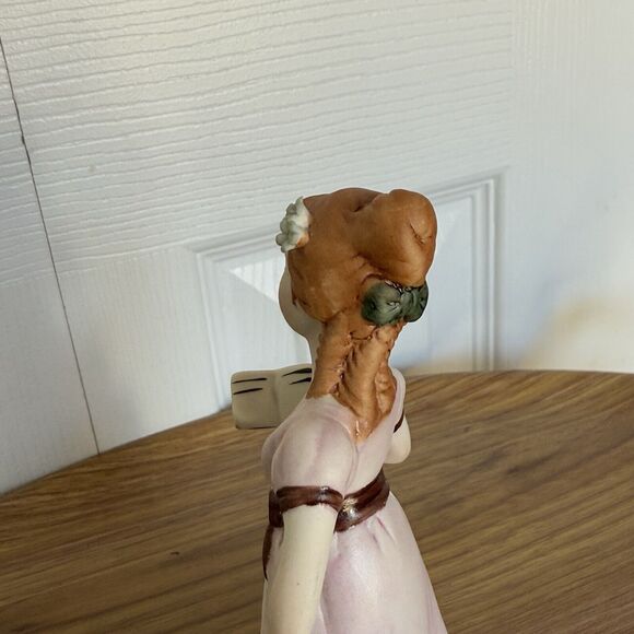 Vintage Nuova Capodimonte Singing Girl With Fox Pink Roses Porcelain Figurine - Picture 8 of 16